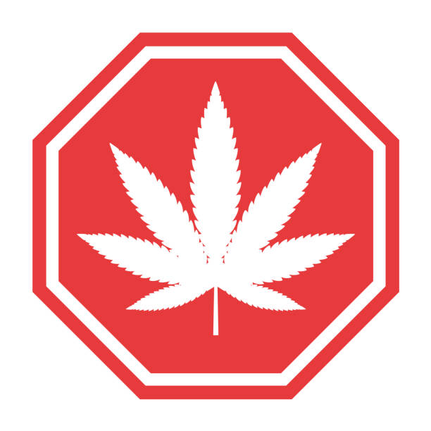 Mariuhana leaf symbol, danger marijuana or hemp icon, cannabis medical sign, weed drug vector illustration Mariuhana leaf symbol, danger marijuana or hemp icon, cannabis medical sign, weed drug vector illustration . thc stock illustrations