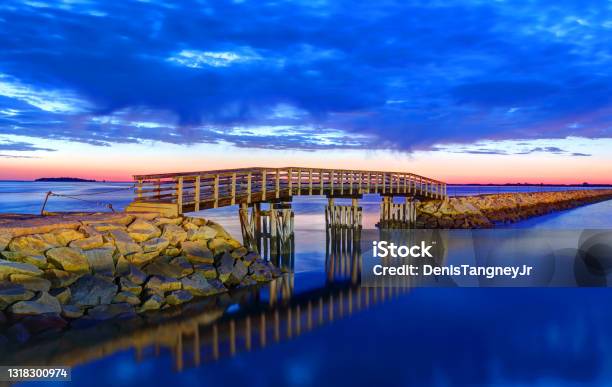 Plymouth Harbor Jetty Bridge Stock Photo - Download Image Now - Massachusetts, Plymouth - Massachusetts, Sea