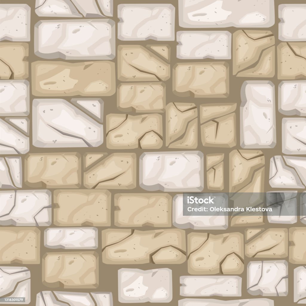 Cartoon Brick Wall Seamless Pattern Vector Stone Floor Texture Rock  Pavement Tiles Street Background Stock Illustration - Download Image Now -  iStock