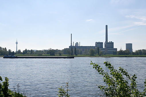 Duesseldorf, Germany, May 13, 2021 - The Lausward combined heat and power plant is a gas and steam turbine power plant and has been the largest power plant in Düsseldorf, the capital of North Rhine-Westphalia.