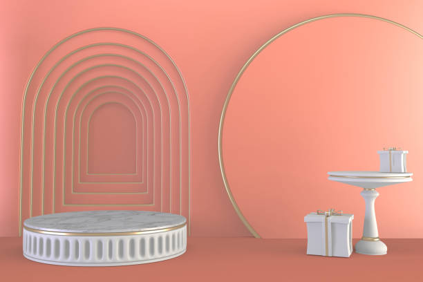 istock Luxury Pink podium show in pink color background.3D rendering 1318306297