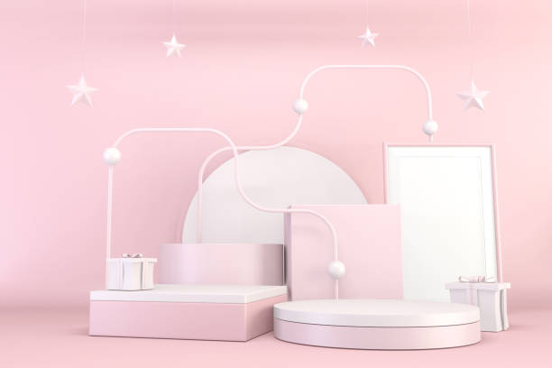 istock Mock up Minimal pink pedestal design for product show, 3D rendering 1318306797