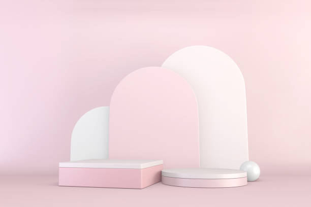 istock Mock up Minimal pink pedestal design for product show, 3D rendering 1318306801