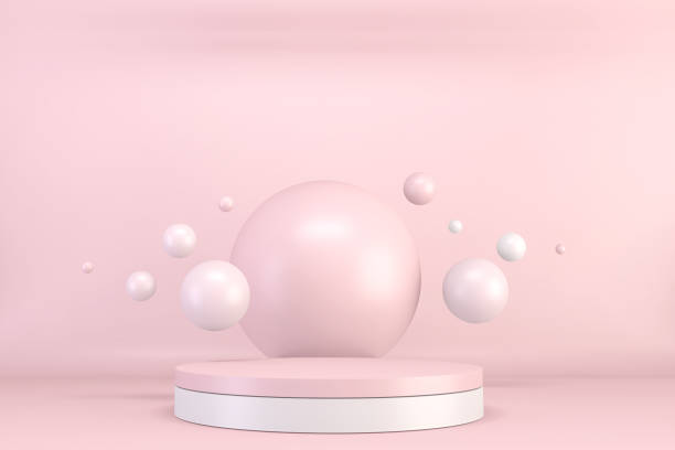 istock Mock up Minimal pink pedestal design for product show, 3D rendering 1318306890