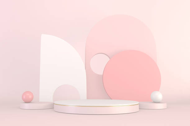 istock Minimal pink pedestal design for product show, 3D rendering 1318306979