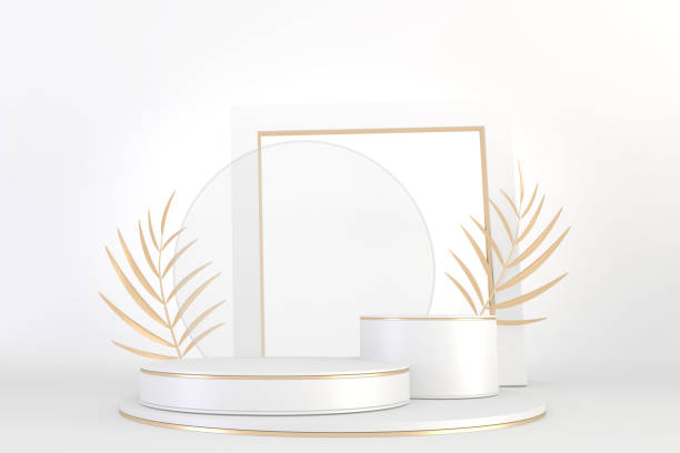 istock Roman podium  white for cosmetic product on background granite white. 3d rendering 1318307705