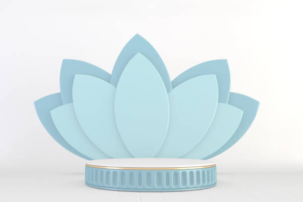 istock Cyan pedestal design for product show, 3D rendering 1318308215