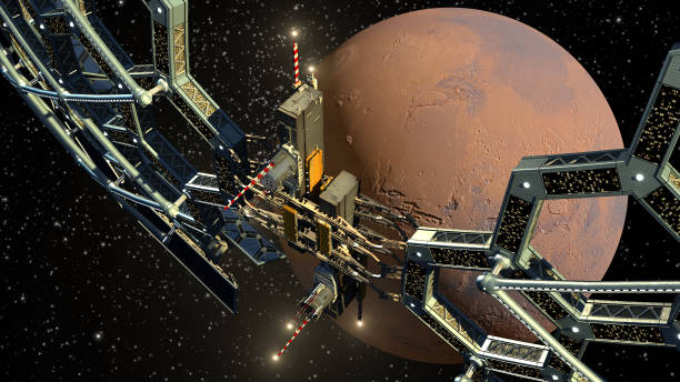 istock Honeycomb space station structure near Mars 1318315823