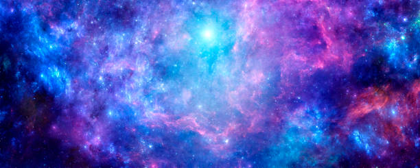 istock Bright purple cosmic background with nebula and stardust 1318319410
