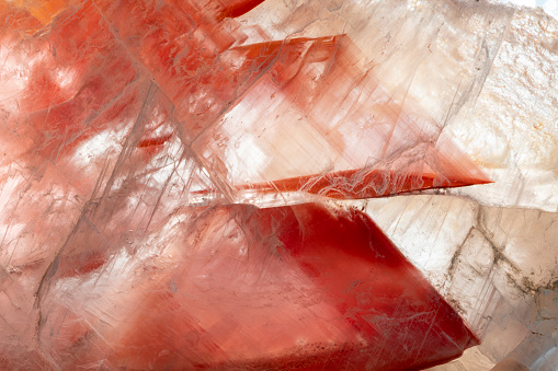 Close up of Pure Quartz Crystal Cluster on Black Background. Natural growing crystals of Clear Quartz