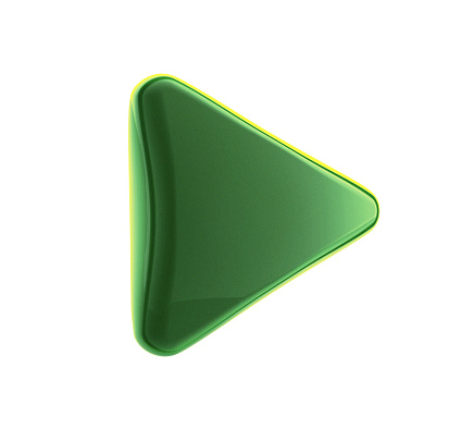 arrow play button icon 3d green with yellow