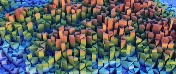 istock Cracked messy structure made out of multi colored 3D triangle shapes 1318325040