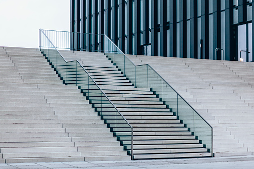 Grey stairs in a park