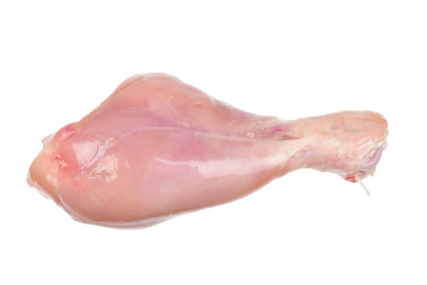 Raw Chicken Leg Isolated On White Background With Clipping Path