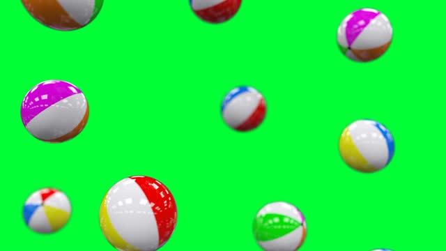 3D Loop Falling Sea Balls On Green Background