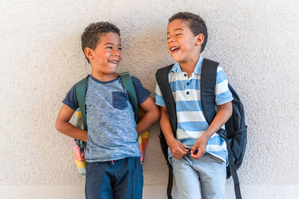 istock Mixed Race Twin Brothers Ready For School 1318330996