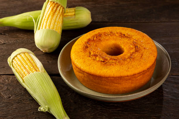 istock Delicious corn cake on table. Typical Brazilian cake. 1318334369