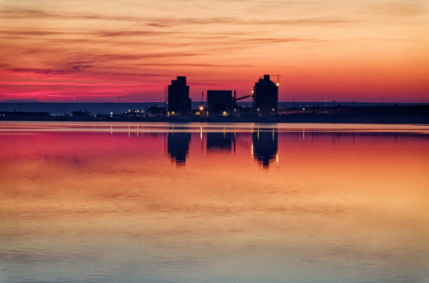 istock Sunset over oil refinery - Navodari - Romania 1318339336