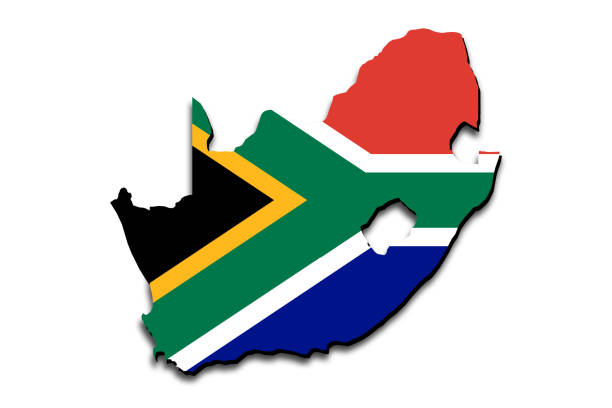 istock Outline map of South Africa with the national flag 1318339571
