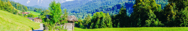 sendero panorama a través del paisaje de los alpes - alm bavaria mountain summer fotografías e imágenes de stock