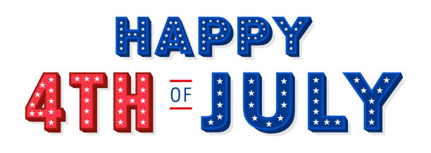 istock Happy 4th of July trendy decorated text, typography icon, monogram design with 3d star lettering. 1318351378