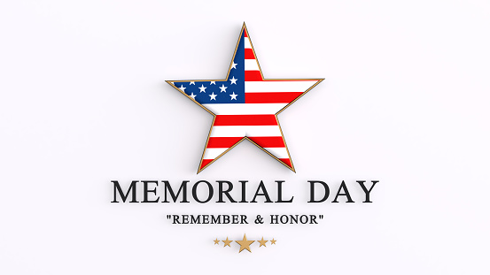 Memorial Day Concept forma estrella sobre fondo blanco photo