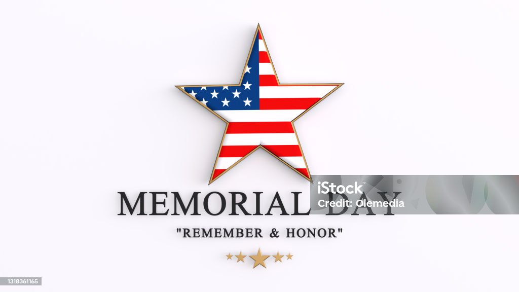 Memorial Day Concept star shape on white background Remember and honor 
American culture War Memorial Holiday Stock Photo