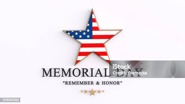 Memorial Day Concept Star Shape On White Background Stock Photo - Download Image Now