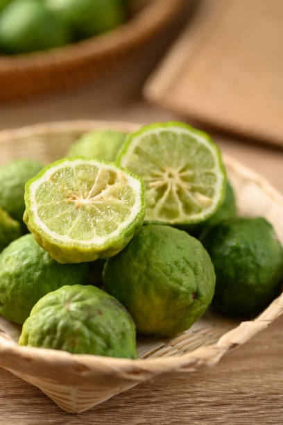 istock Fresh bergamot fruit in a basket 1318363661