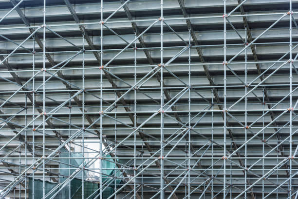 istock Metal tubes construction under the stadium tribune. 1318368510