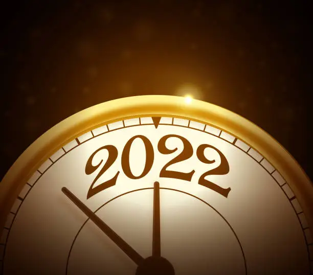 Vector illustration of Gold 2022 New Year Clock