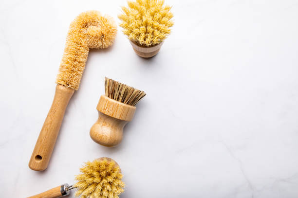 istock Bamboo Kitchen Scrub Brush Set of 4 1318372707