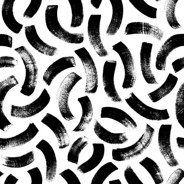 Vector illustration of Curved brush strokes vector seamless pattern.