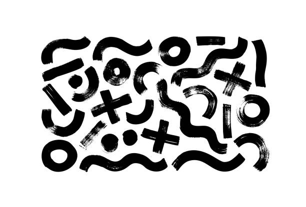 geometryczne wektorowe ręcznie rysowane pociągnięcia pędzla. - cross shape cross dirty grunge stock illustrations