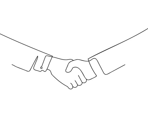 greetings handshake line art design background shareholders meeting stock illustrations