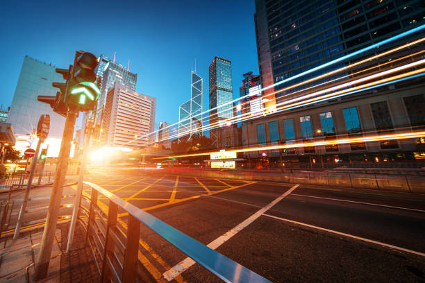 istock Car trails at night, Hong Kong 1318383914