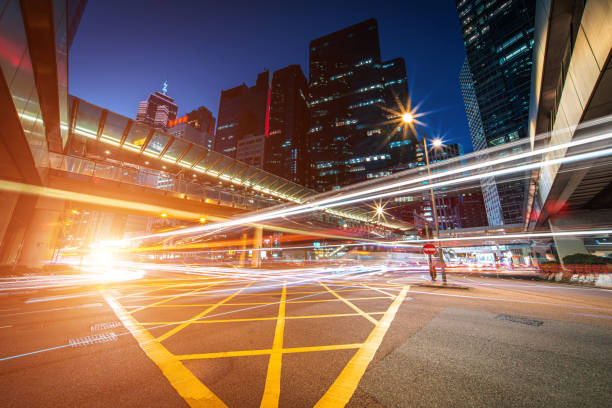istock Car trails at night, Hong Kong 1318383982