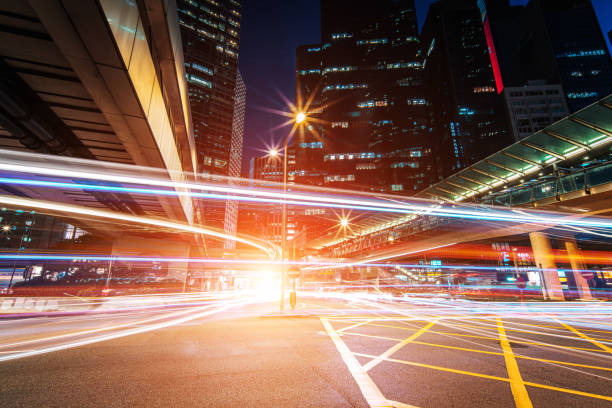 istock Car trails at night, Hong Kong 1318384016