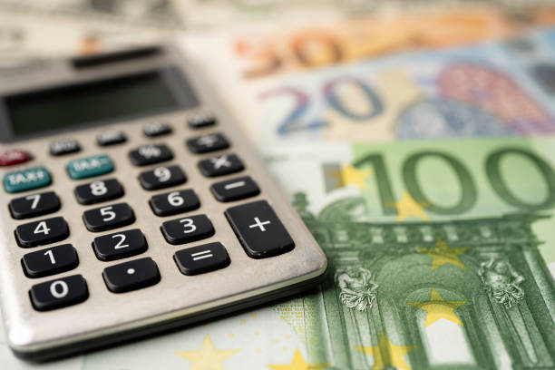 istock Calculator on Euro banknotes background; Banking Account, Investment Analytic research data economy, trading, Business company concept. 1318386368