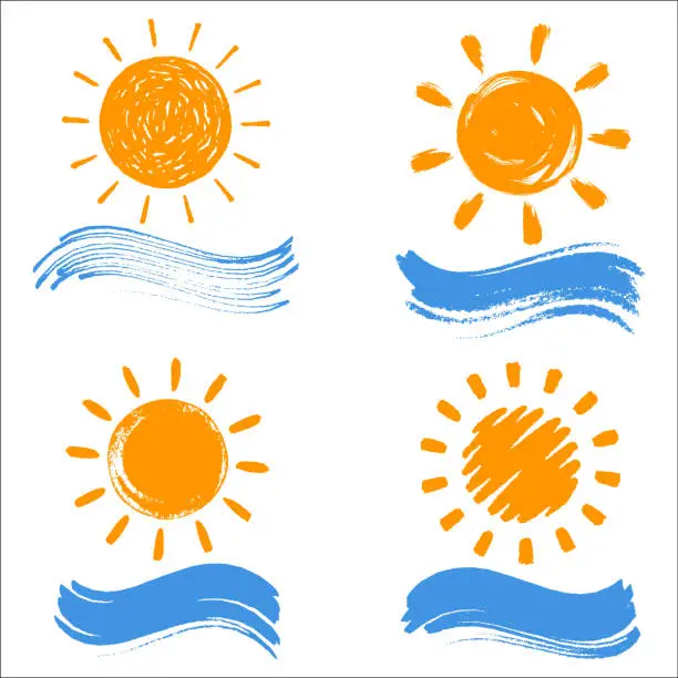 Vector illustration of Sun and wave