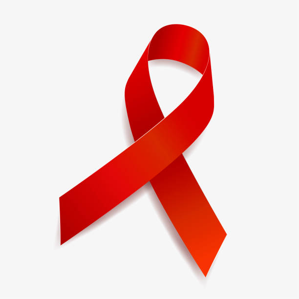 붉은 리본 인식 혈액 암, 심장 질환, 에이즈, 알코올 의존, 결핵. 흰색 배경에 격리. 벡터 그림입니다. - aids awareness ribbon stock illustrations