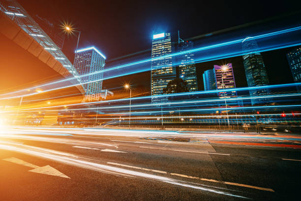 istock Car trails at night, Hong Kong 1318390322