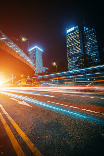 istock Car trails at night, Hong Kong 1318390380