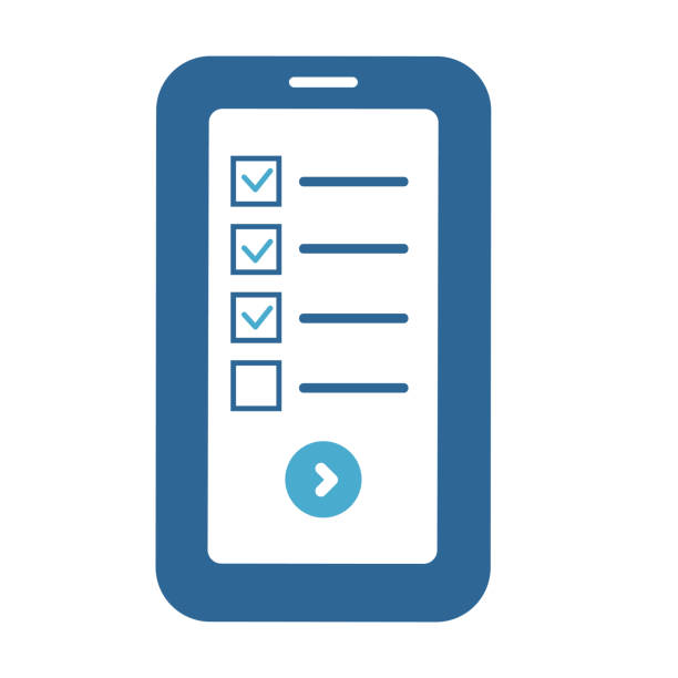 Smartphone-based survey icons Survey icon with checkboxes on a website paper based equipment stock illustrations