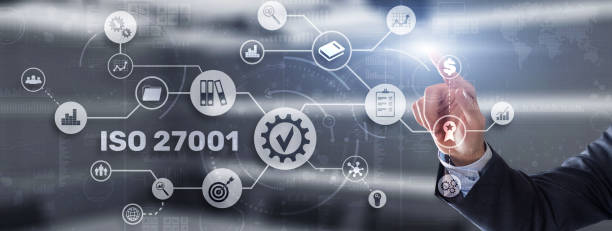 istock ISO certification concept standard quality control. International information security standard 1318395858