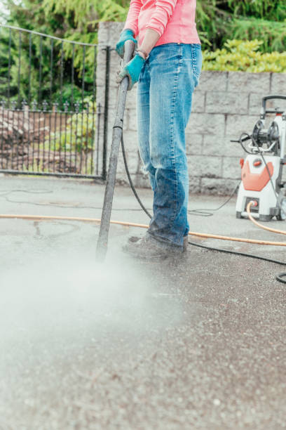 istock Pressure washer used to clean driveway 1318398194