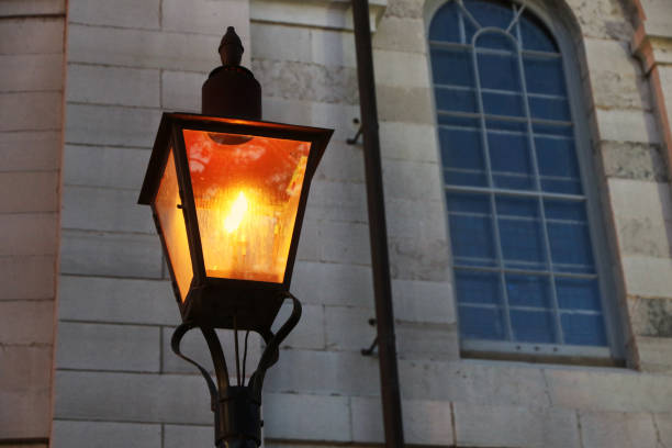 istock Gas lamp on Limestone Background 1318398252