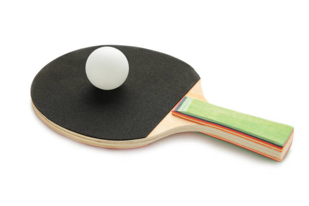 istock Ping pong paddle with ball isolated on white. Table tennis racket. 1318398303