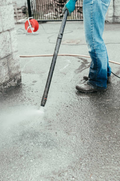 istock Pressure washer used to clean driveway 1318398996