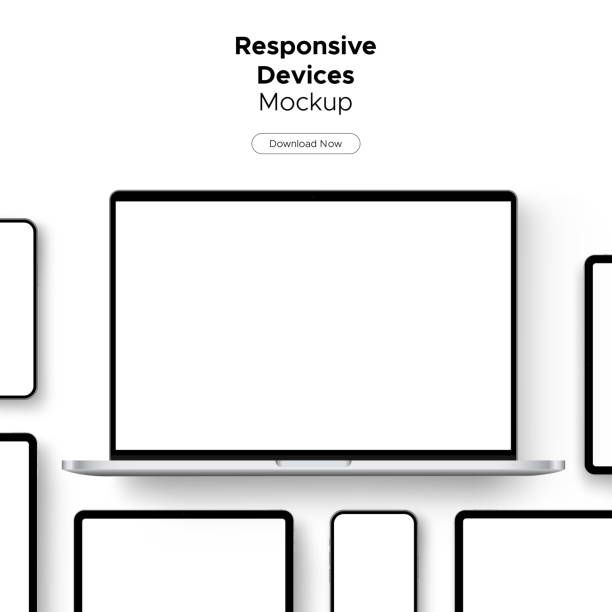 ディスプレイ web サイトまたはアプリデザイン用の応答デバイスのモックアップ - pc点のイラスト素材／クリップアート素材／マンガ素材／アイコン素材